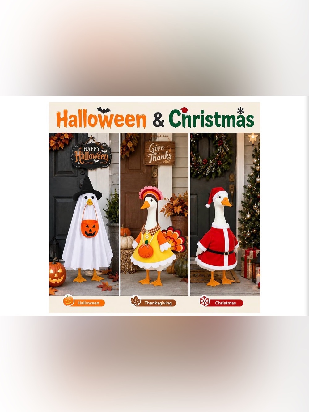 8pc Costume for 23” Porch Goose - Multi-Color Holiday Dress-Up Set NEW - Picture 4 of 6